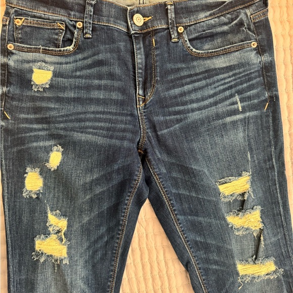 Express Mid-Rise Skinny Stretch Distressed Jeans Size 8R - Picture 2 of 9